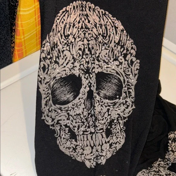 Black Skull Sparkle  Women's leggings - Picture 2 of 2